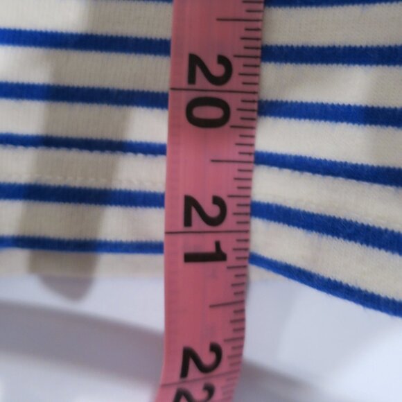 TORY BURCH FLORAL Tee Shirt top 100% cotton striped blue white short sleeves Sml - Picture 8 of 9